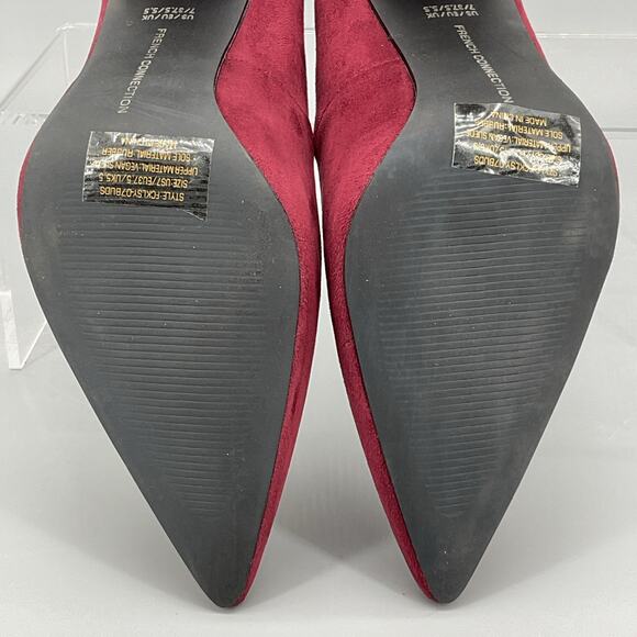 NEW French Connection Women’s Kelsey Block Heel Pumps Burgundy Size 7M - Picture 10 of 10